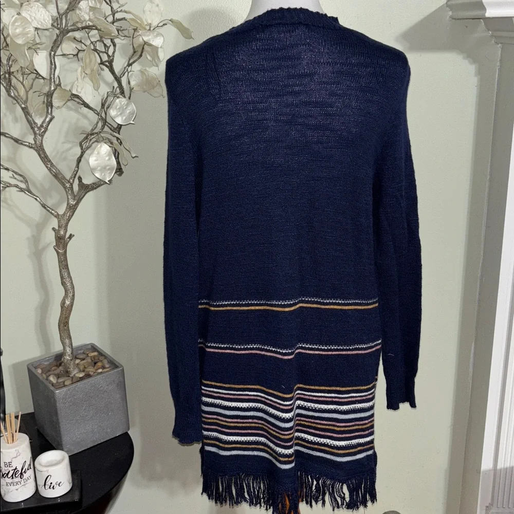 Pink Rose Striped Cardigan Navy and Multicolor